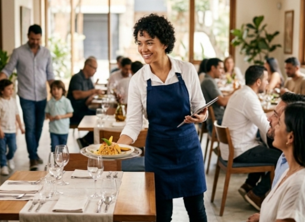 Mesero de Restaurante con funciones de Host y Patinador